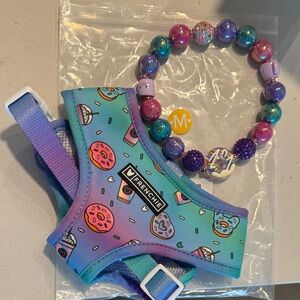 Frenchi Kids Donut Design Harness and Bead Necklace - Purple and Blue